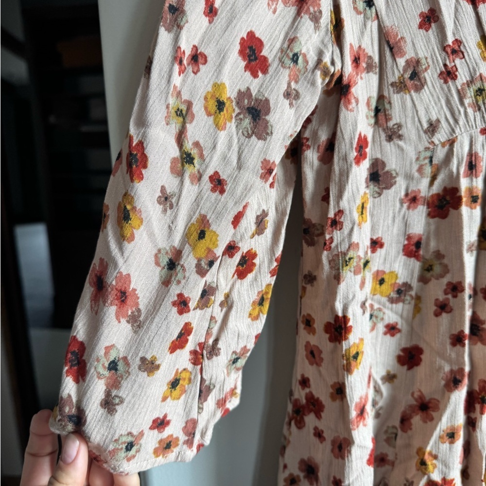 Millibon Floral Cottagecore Boho Mini Dress Tie Back Tiered Flowy Fairycore - Picture 2 of 5